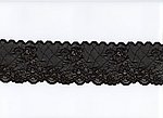 Elastisches Spitze, Blumenmuster, Schwarz